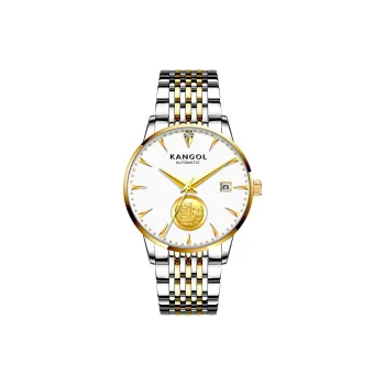 KANGOL Ride The Wind Collection Automatic Mechanical Movement Steel Strap Watch Men's Watches White Dial