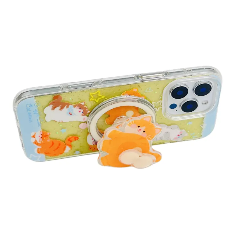 Wei Xin Acrylic Material Magnetic Sassy Cat Buddy Phone Cases Compatible With IPhone 16/15 Pro Max/Apple 13/14 Pro/Max-3