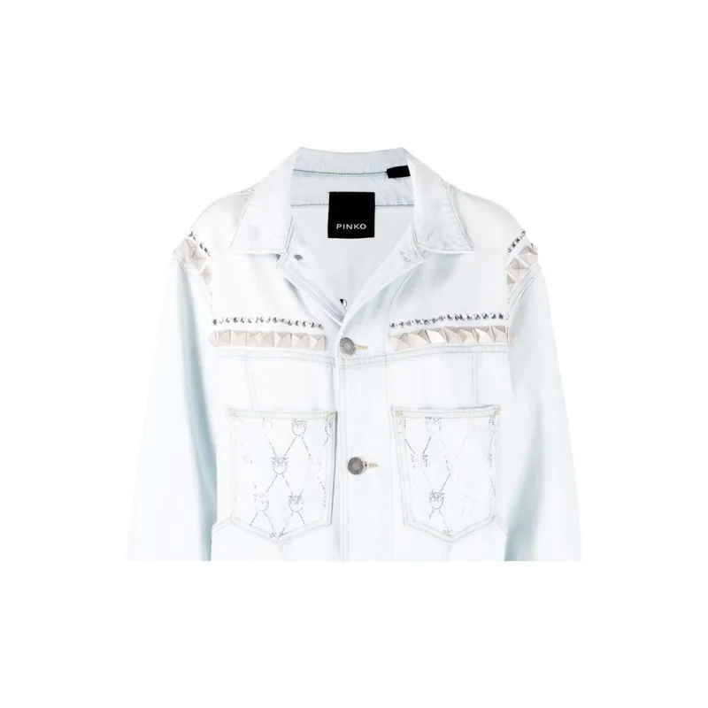 PINKO FW22 Denim Jacket Women's Light Blue-4
