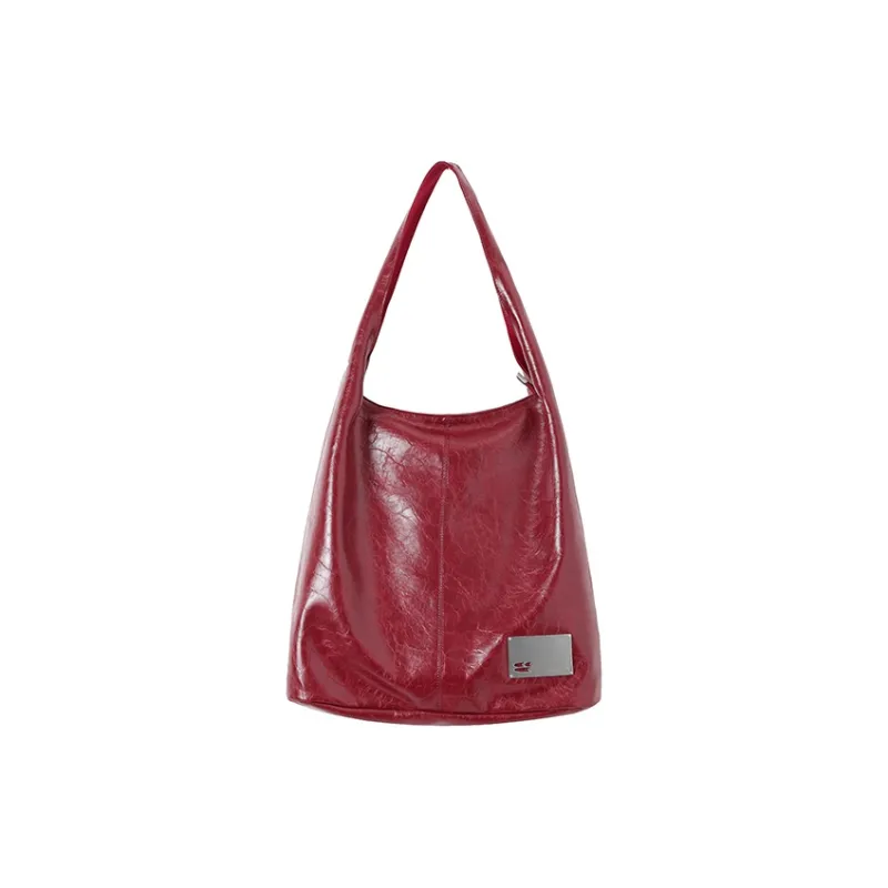 Crying Center PU Shoulder Bag Medium Large Unisex Brown/Red/Black-18