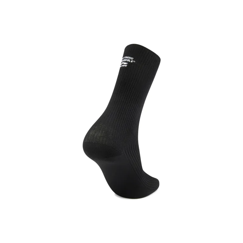 LiNing Sports Life Collection Mid Calf Socks Unisex 1 Pack Black Standard White-1