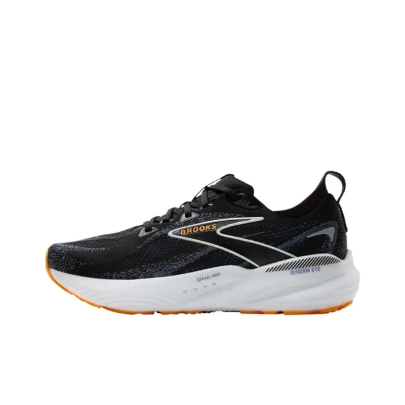 Brooks Glycerin GTS Anti-Slip Wear-Resistant Low-Top Running Shoes Unisex Black White Orange-0