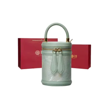 Pmsi Cow Leather One Shoulder Crossbody Handbag, Bucket Bag Small Size Women's