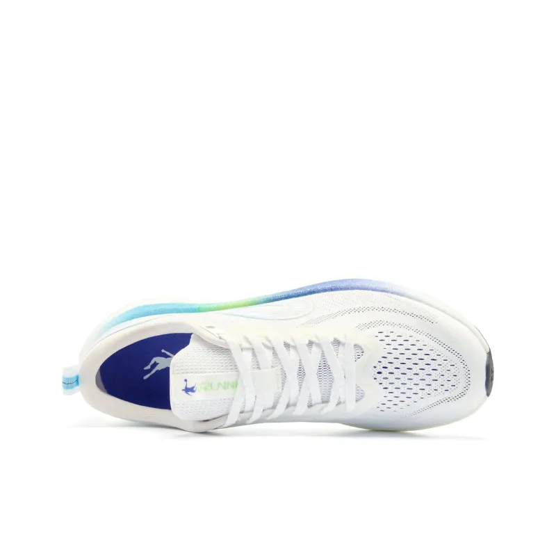 QIAODAN Cushioning Anti-Slip And Wear-Resistant Low-Top Long Distance Running Running Shoes Men's White Blue-3