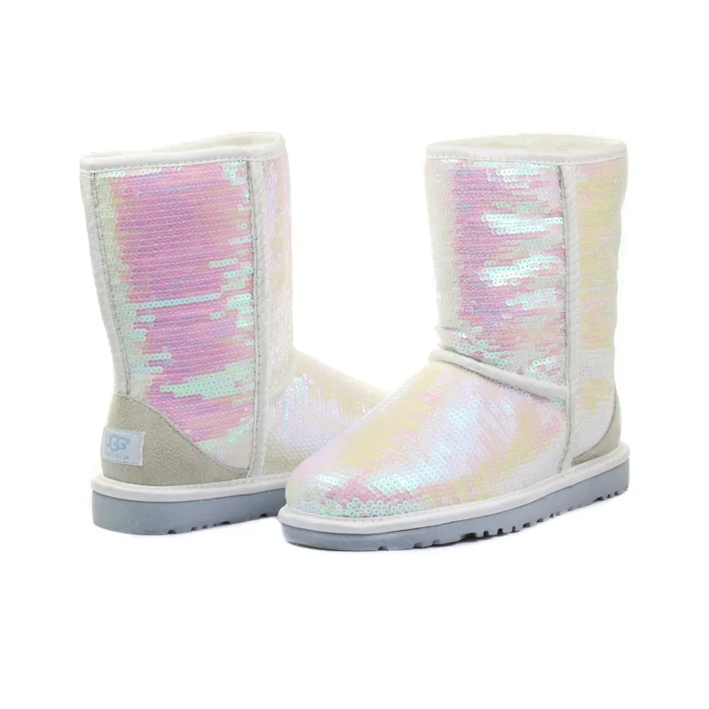 UGG Sparkles Crew Snow Boots Unisex Pink Purple-2