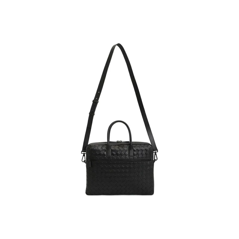 Bottega Veneta Cow Leather Portable One Shoulder Briefcase Men's Black-1