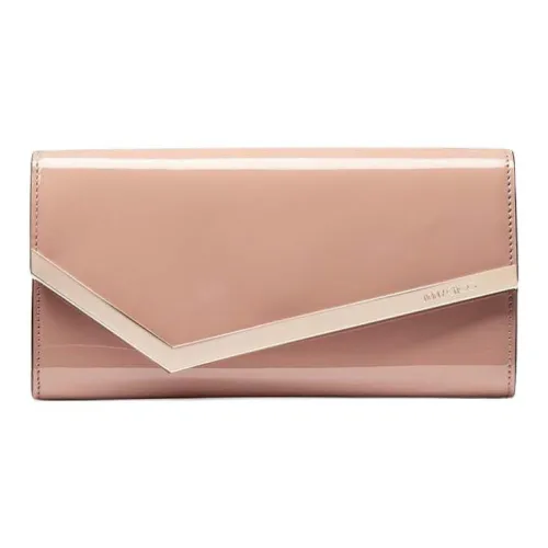 Jimmy Choo Gold Green Onion Cloth Handheld Shoulder Bag Women's Pink
