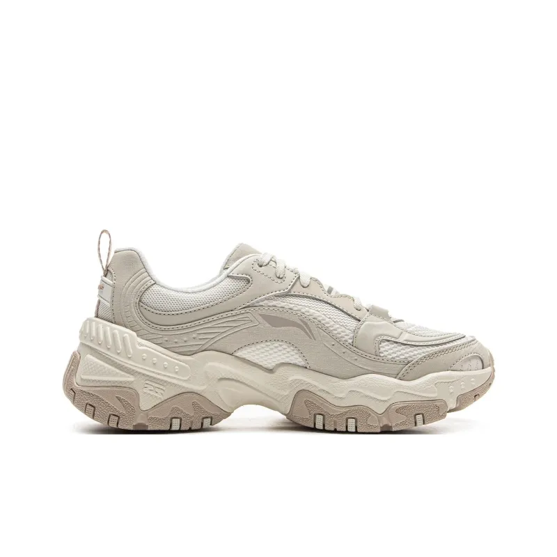 LiNing Brown Sugar Slip Resistant, Abrasion Resistant, Breathable Low Top Casual Shoes Women's White Gray-1