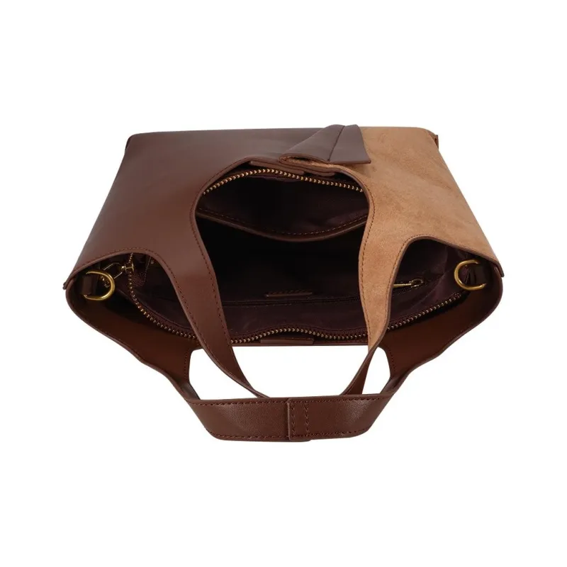 AJIDOU Artificial Leather Handbag Medium Size Women's Coffee-3