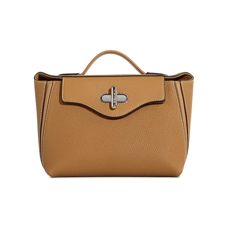 Cthulhu Top Grain Cow Leather Shoulder Bag Crossbody Bag Handbags Medium Size Women's Brown/Black-1