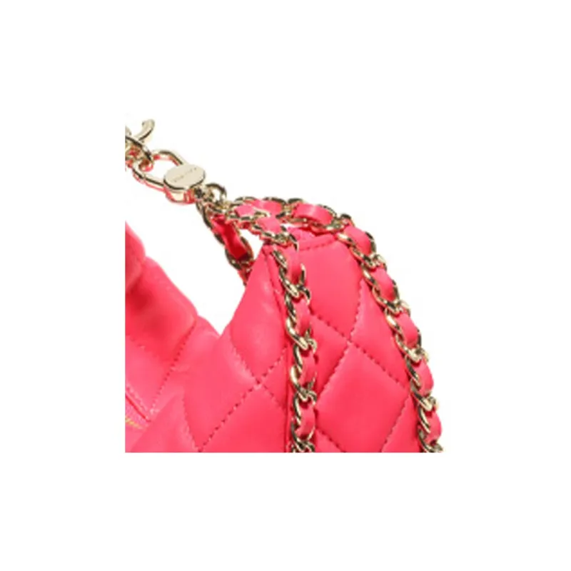 CHANEL Lambskin Hobo Bag Crossbody Bag Shoulder Bag Women's Rose Pink-4