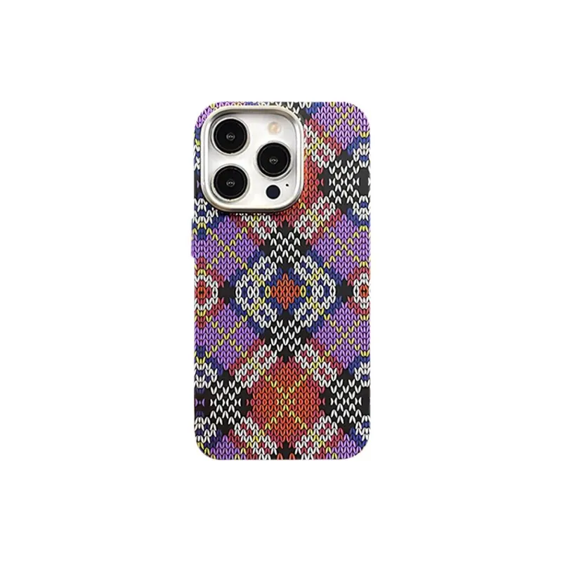 Wei Xin PC Material Sweater Pattern Magnetic Phone Cases Compatible With IPhone 16/15 Pro Max/Apple 13/14 Pro/Max-7