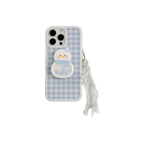 Wei Xin Acrylic Material Blue Plaid Stand Pendant Phone Cases Compatible With IPhone 16/15 Pro Max/Apple 13/14 Pro/Max