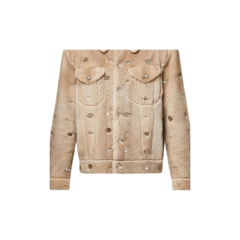 LOUIS VUITTON Made To Order Embellished Mink Trucker Jacket-2