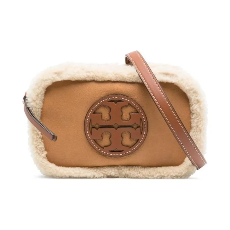 TORY BURCH Lambskin Clutch Trumpets Women's Brown-1