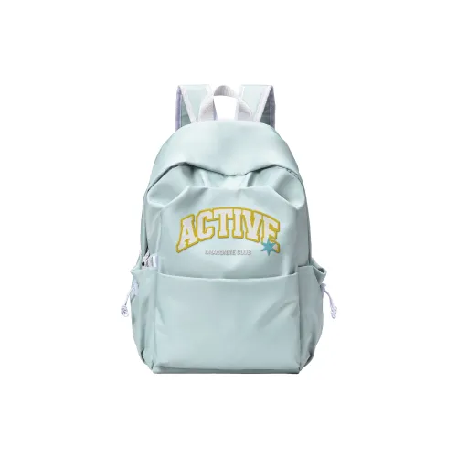 Huangmu Nylon Student Backpack Regular Unisex White/Black/Orange
