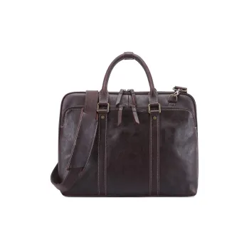 DOSRFINI Cow Leather Briefcase Shoulder Bag Crossbody Bag Handbag Regular Men's Deep Oil Gloss/Black Oil Gloss