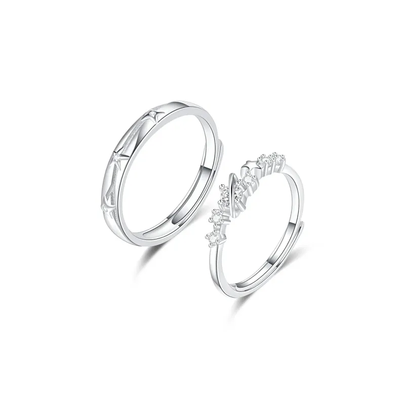 LUCA S999 Sterling Silver With Zircon Rings Unisex-0