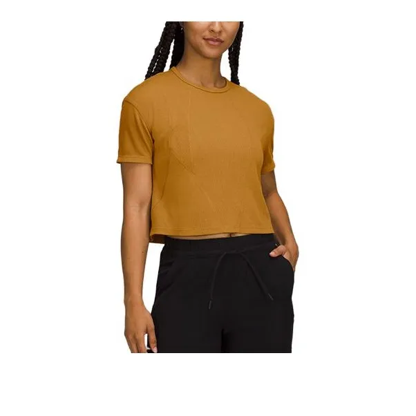 Lululemon Ribbed Asymmetrical Yoga T Shirts Women's-1