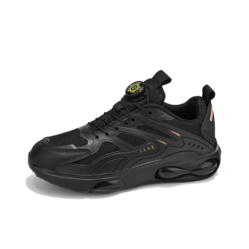 PNKE Anti Slip And Wear Resistant Height Increasing Low Top Casual Shoes Men's Black Gold-1
