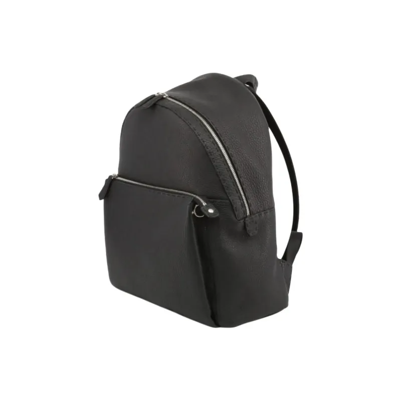 FENDI Natural Leather Backpack Unisex Black-1