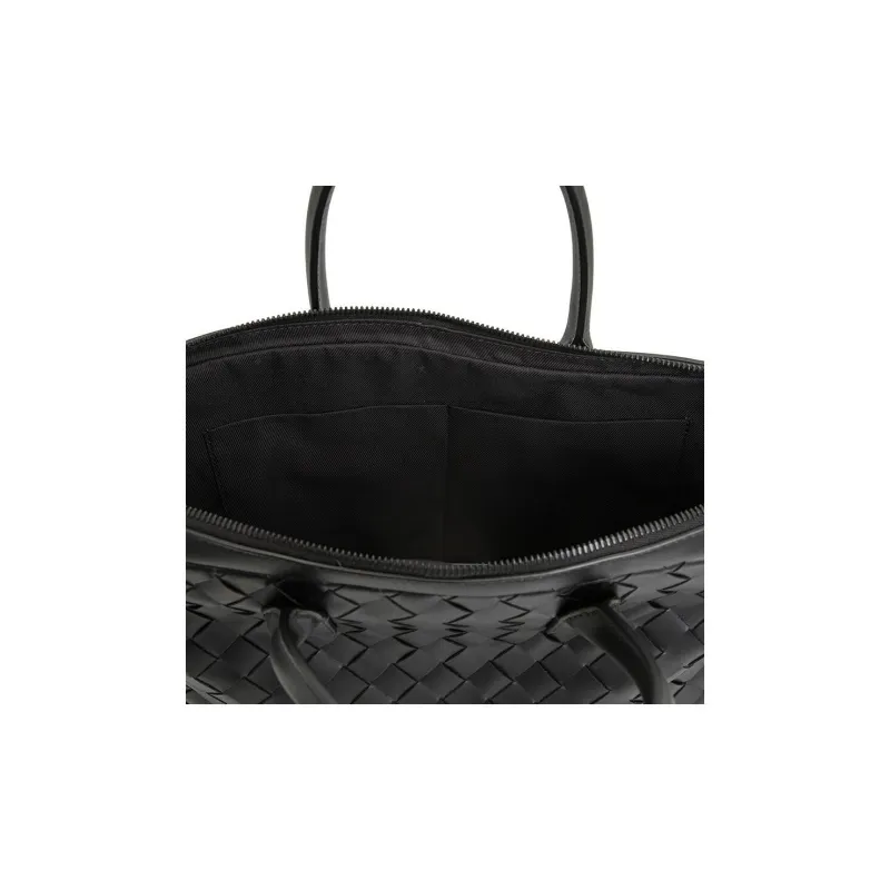 Bottega Veneta Cow Leather Portable One Shoulder Briefcase Men's Black-7