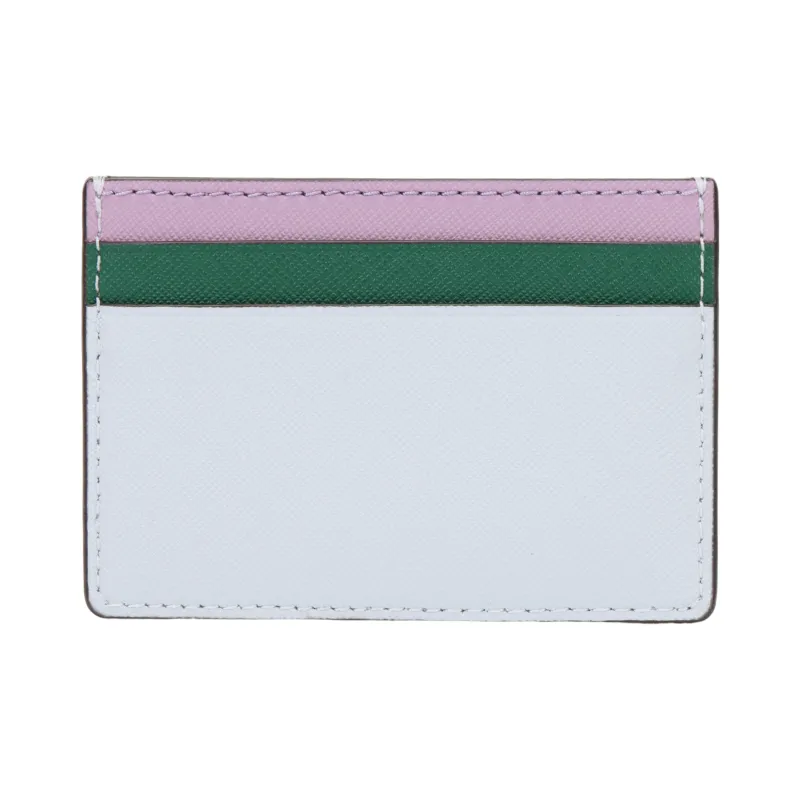 TORY BURCH Emerson Saffiano Leather Card Holder Women's White, Pink, Green, Multicolor-2