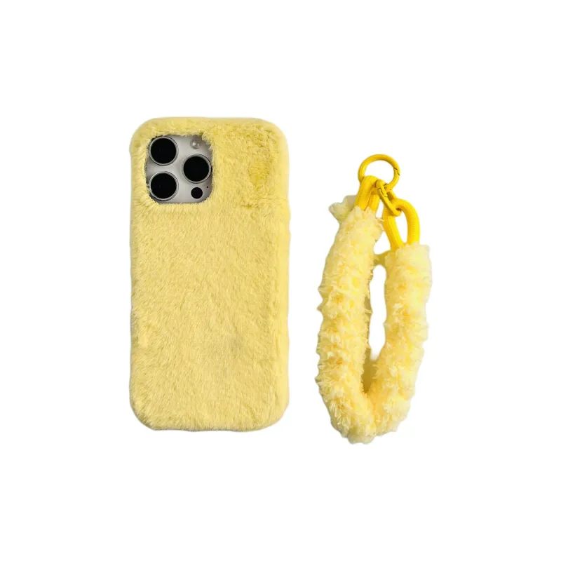 Wei Xin Plush Material Solid Color Plush Lanyard Phone Cases Compatible With IPhone 16/15 Pro Max/Apple 13/14 Pro/Max-16