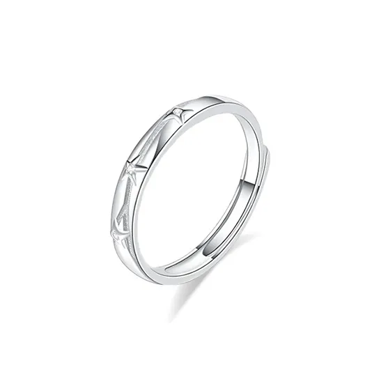 LUCA S999 Sterling Silver With Zircon Rings Unisex-7