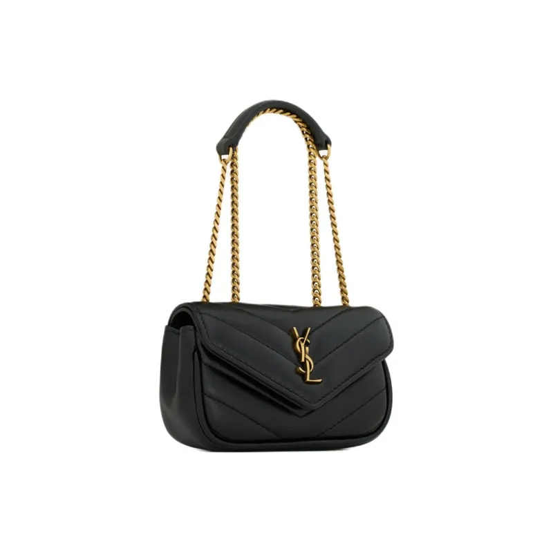 SAINT LAURENT Lambskin Shoulder Bag Extra Mini Women's Black-1