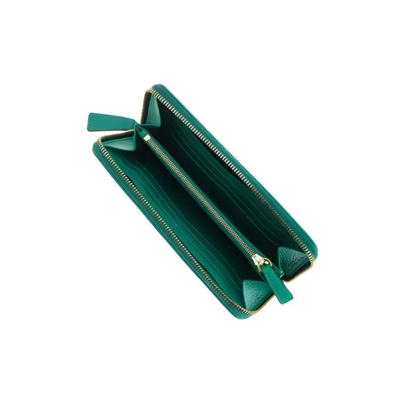 RAPPORT Genuine Leather With Beaded Surface Leather Wallet Large Size Women's Green-1