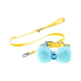 [Amber Yellow Exclusive Clothing Sets]Plush Bowknot+Solid Color Collar+Solid Color Leash