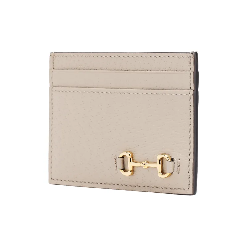 GUCCI Leather Card Holder Women's Milk Coffee-1