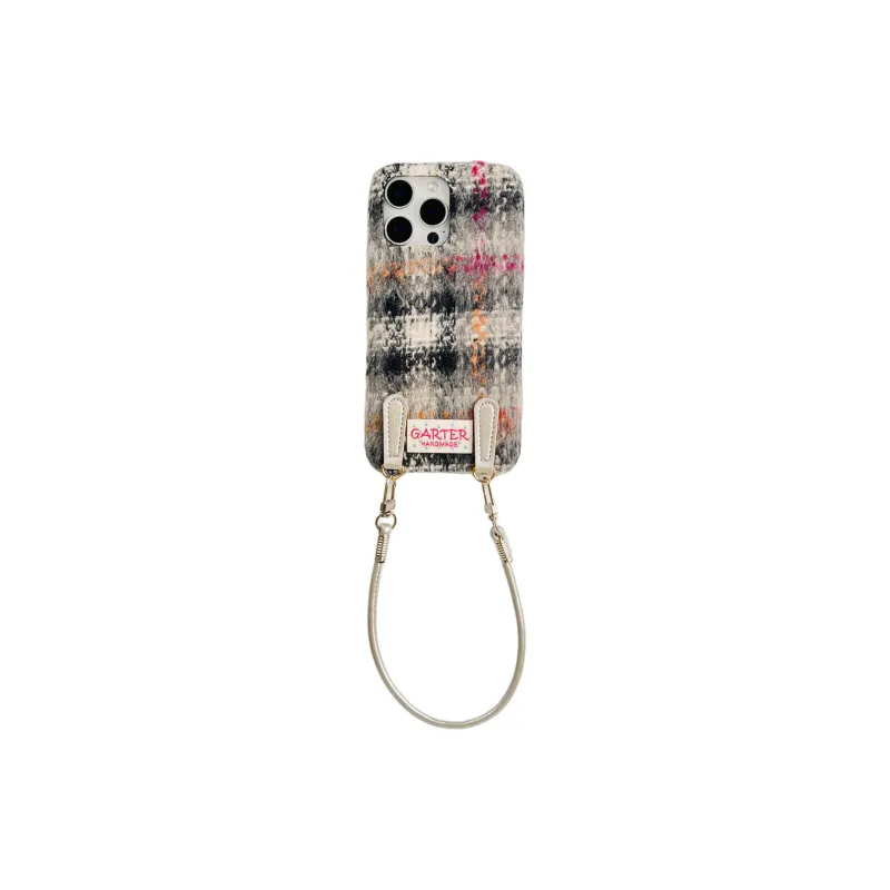 Wei Xin Plush Material Flannelette Plaid Lanyard Phone Cases Compatible With IPhone 16/15 Pro Max/Apple 13/14 Pro/Max-8