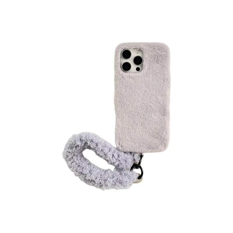Wei Xin Plush Material Solid Color Plush Lanyard Phone Cases Compatible With IPhone 16/15 Pro Max/Apple 13/14 Pro/Max-20