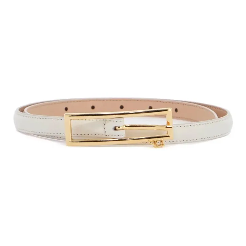 Alessandra Rich Logo Charm Buckle Slim Belt-0
