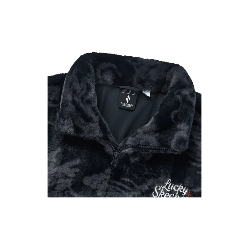 Skechers New Year S COLOR Velvet feel Coat Unisex Black Background With Dragon Pattern All Over Print-2