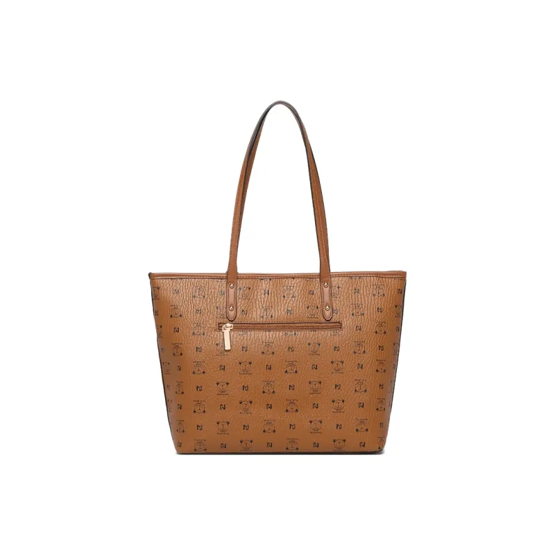 Vigno Synthetic Leather Tote Bag Shopping Bag Shoulder Bag Regular Women's Ecru/Brown-10