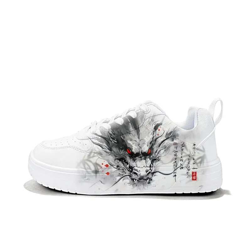 Cold Cicadas Yesterday Anti Slip Wear Resistant Lightweight Breathable Low Top Skateboard Shoes Unisex White-0