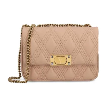 Valentino Rockstud Leather Shoulder Bag Medium Size Women's Light Brown