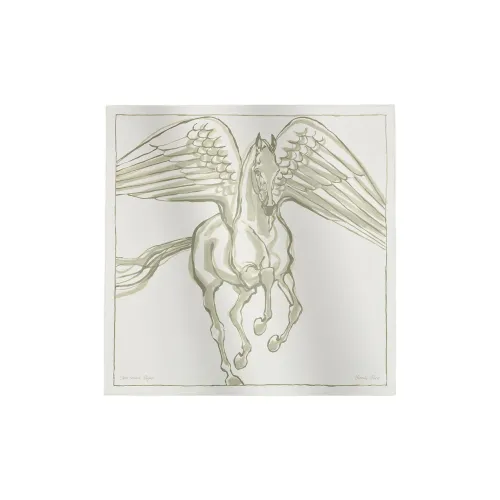 HERMES Twill Silk Silk Scarves Women's White