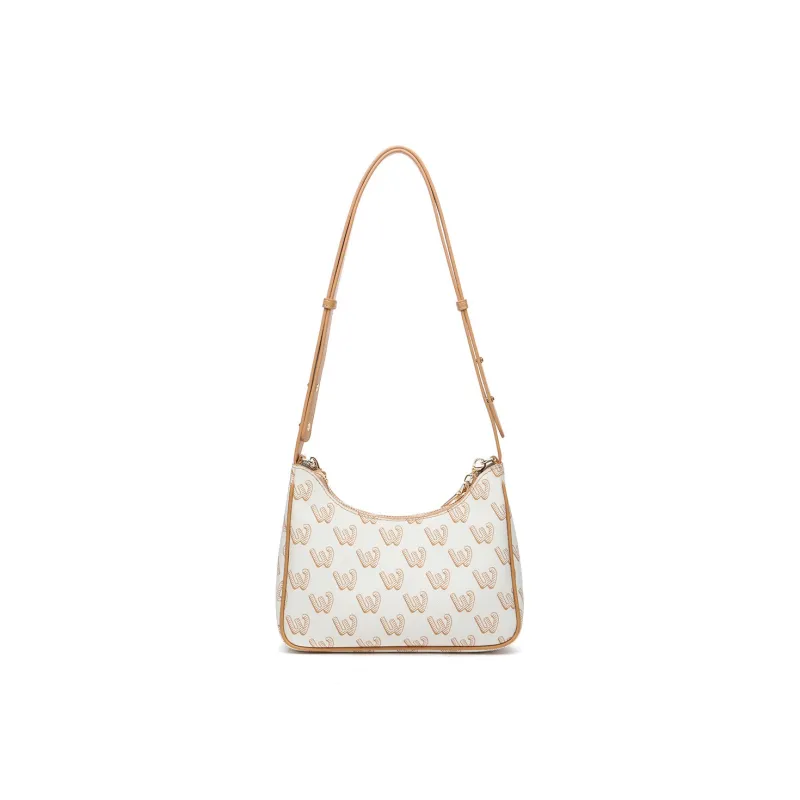 SEPTWOLVES Artificial Leather Crescent Bag Crossbody Bag Women's Ecru/Light Brown-2