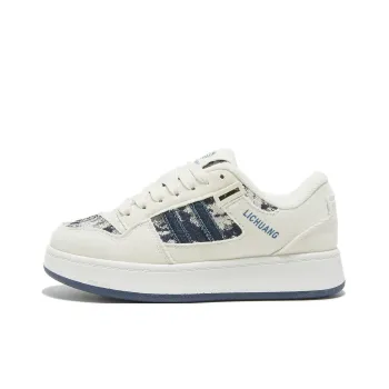 Little Red Man Slip Resistant Height Increasing Low Top Skateboard Shoes Women's Beige Blue