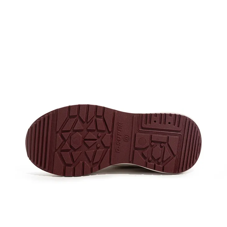 BABAYA KIDS Anti Slip Wear Resistant Low Top Chunky Sneakers Women's White Burgundy-6
