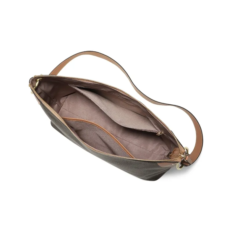 MashaLanti PVC Crossbody Bag, Shoulder Bag Regular Women's Coffee & Tea Brown-5