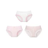 I Set-White Bowknot+Pink Lace+Pink Stripes[3-Pack Skin-Friendly Cotton]