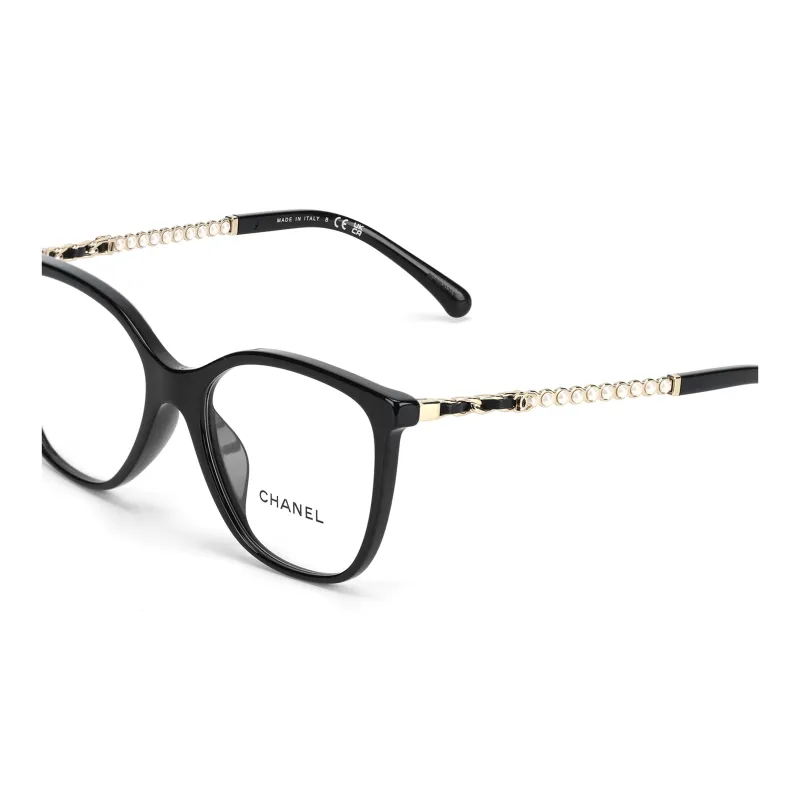 CHANEL Plate Frame Irregular Shape Eyeglass Frames Unisex Black/Gold-4