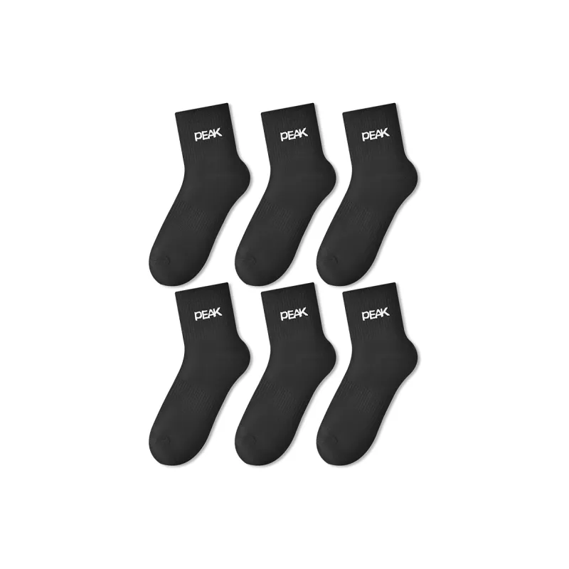 PEAK Mid-Calf Socks Unisex Combo Set Black White Gray-14