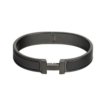 HERMES Enamel Bangles Unisex Black