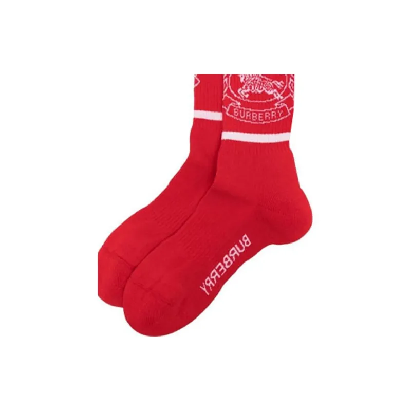 Burberry Intarsia Knit Logo Socks 'Red/White'-3